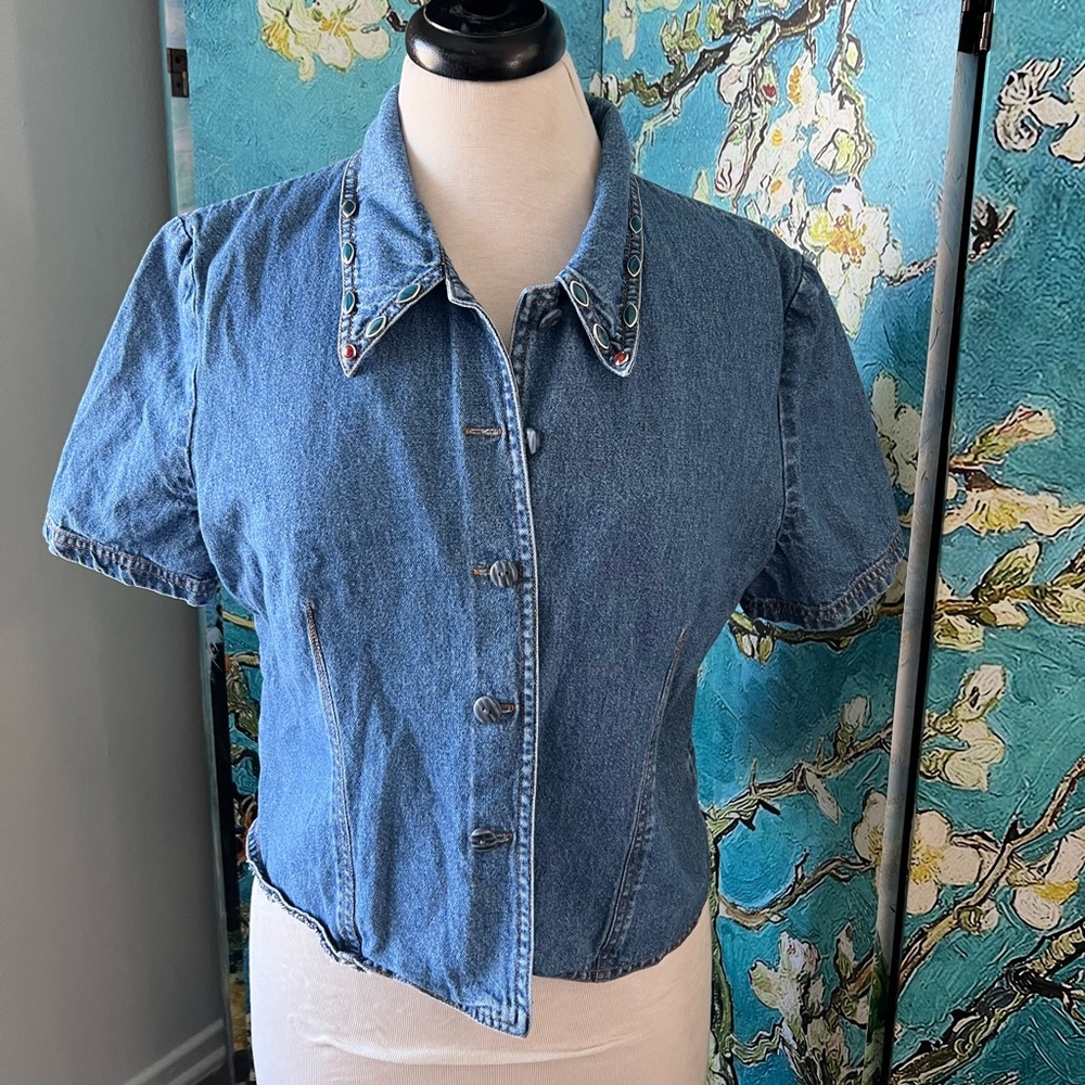 Vintage Short Sleeved Cropped Denim Shirt